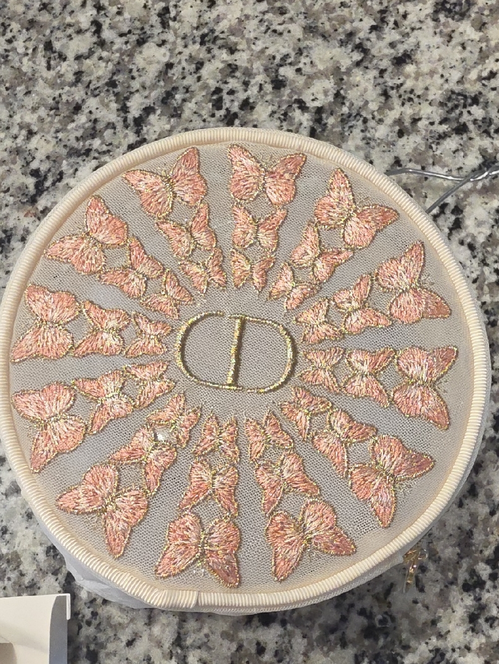 NEW DIOR Parfums Butterfly Embroidered Metallic Cosmetic Pouch!
